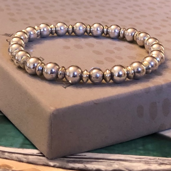 Rare Silpada Sterling Silver and Gold Plated Bead Stretch Bracelet B0778 - Picture 8 of 14